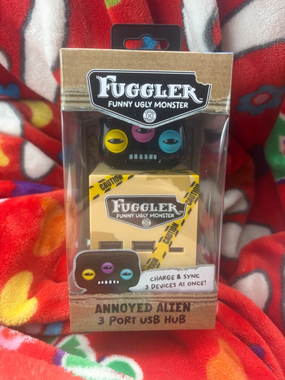 Fuggler Annoyed Alien 3-Port Cell Phone USB Hub - Yellow & Black NEW QUICK SHIP